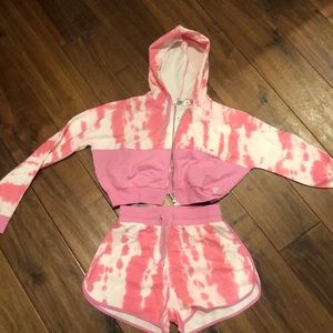NWT Tiger Mist Pink tie dye workout set